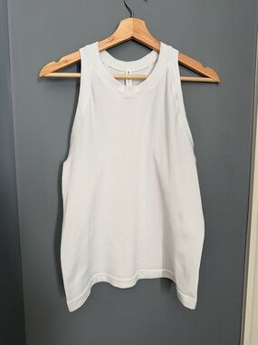 Athleta White Ribbed High-Neck Tank